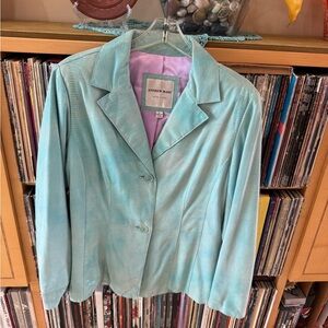 PRICE DROP: ANDREW MARC NY VTG NW/OT LINED TURQUOISE POLISHED IQUANA LEATHER,L